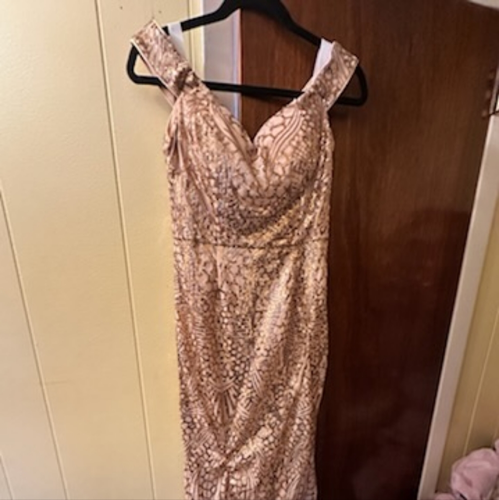 Gold sequin dress off shoulder